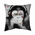 Fondo 26 x 26 in. Monkey with Headphones-Double Sided Print Indoor Pillow FO2774085